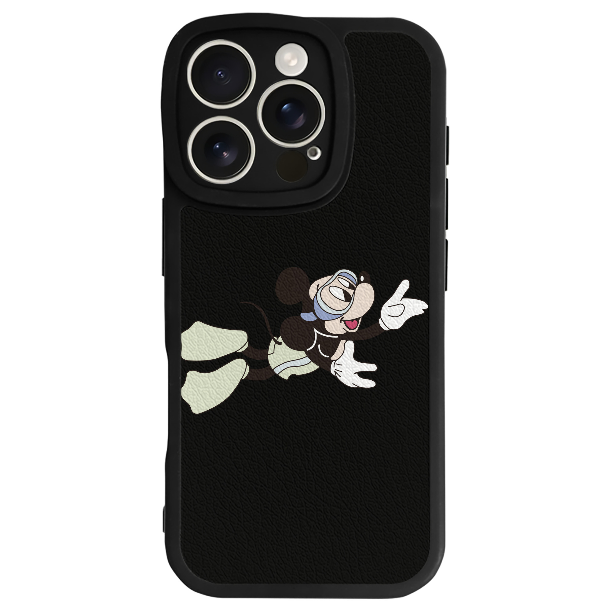 （画像用） ミッキーマウス Mickey Mouse 【iPhone 16シリーズ対応】シリコンスマホケース（レザー調） 材質：シリコン